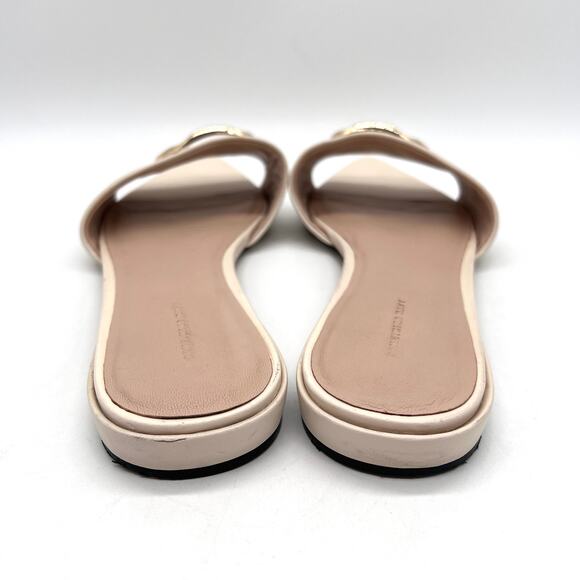 SOMETHING NAVY Cassie Pointy Toe Flat Slide Sandal Womens 8 Cream Gold Accent - Picture 3 of 11